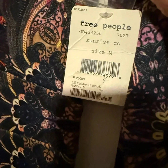 *NWT* Free People Dress Womens Medium Cabaret Maxi Long Sleeve Sunrise Combo - Picture 5 of 5